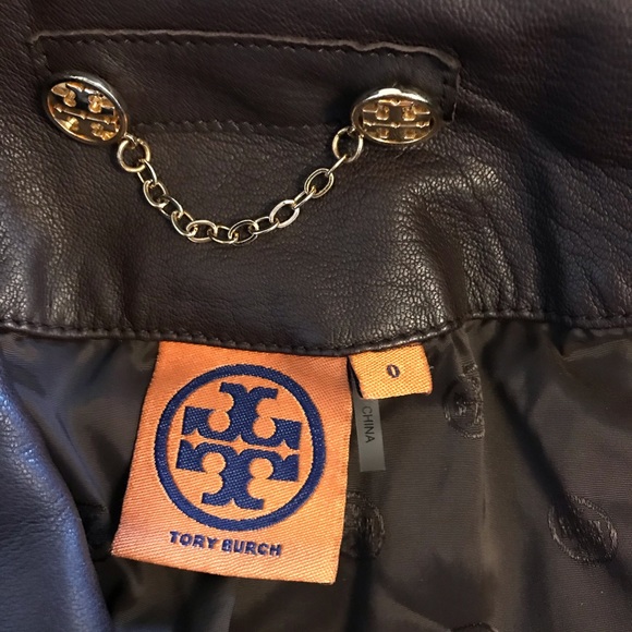 Tory Burch Brown Leather Moto Jacket - Picture 4 of 6